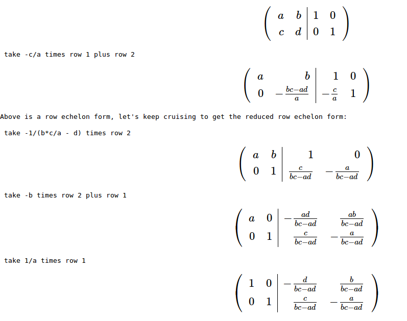 Inverting a \(2\times 2\) matrix